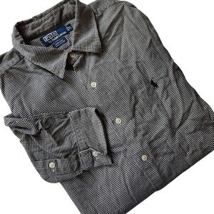 Vintage Polo Ralph Lauren Marlowe Mens XL Houndstooth Cotton Button‎ Up Shirt